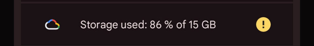 Google storage used