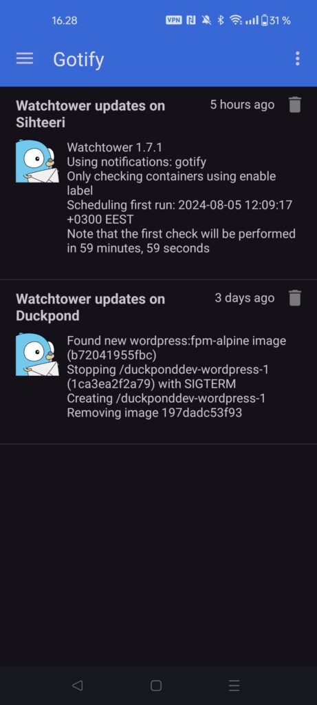 Gotify in android